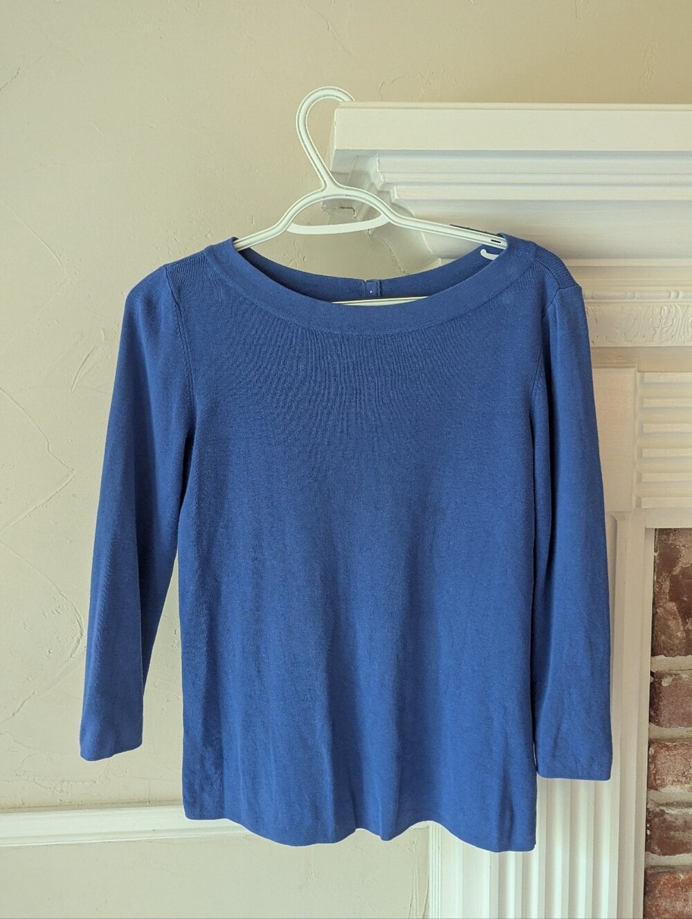 Talbots Blue Boatneck Knit Top - Three-Quarter Sleeve
